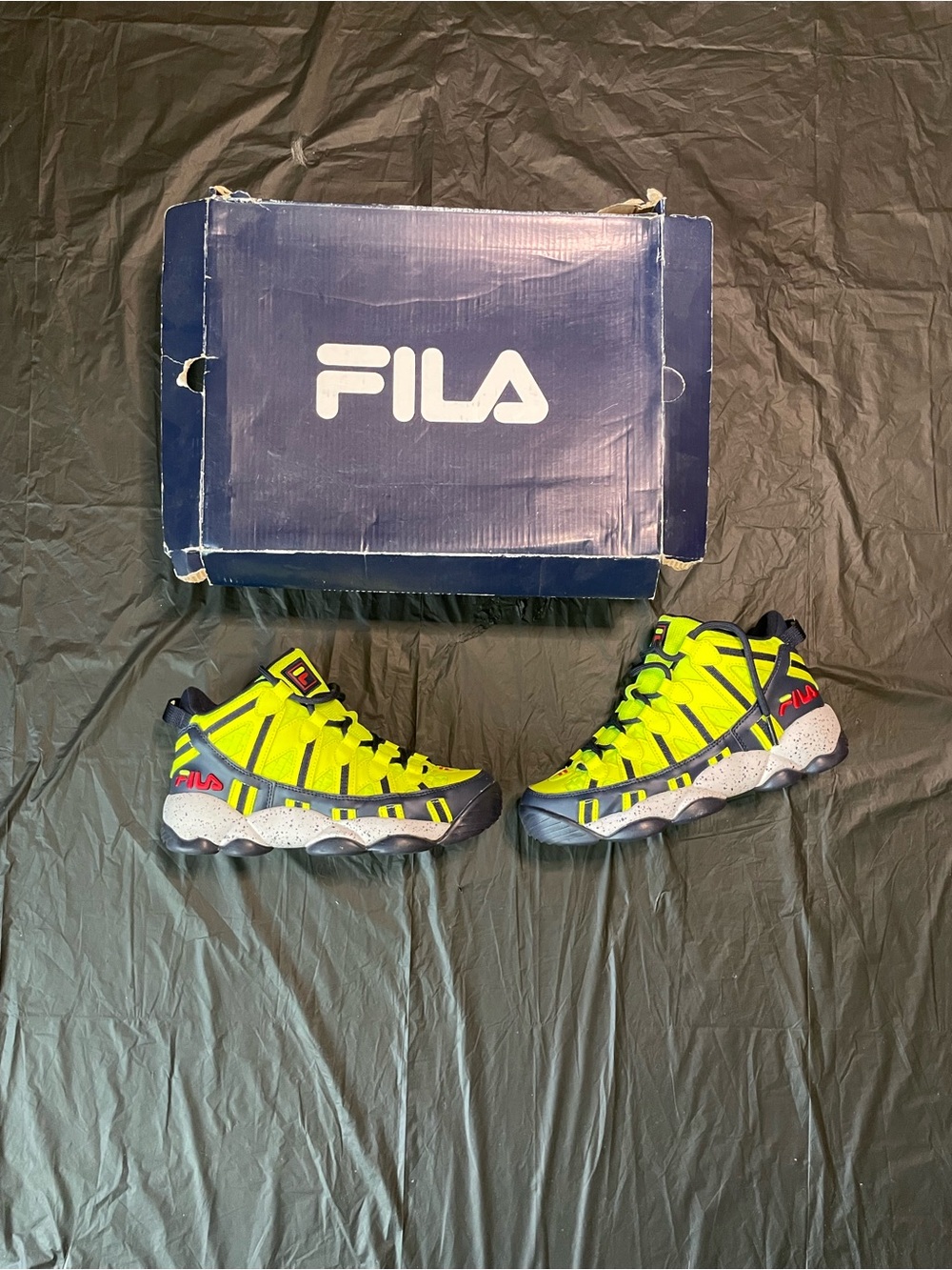 Fila Neon Lime & Navy Trail Sneakers